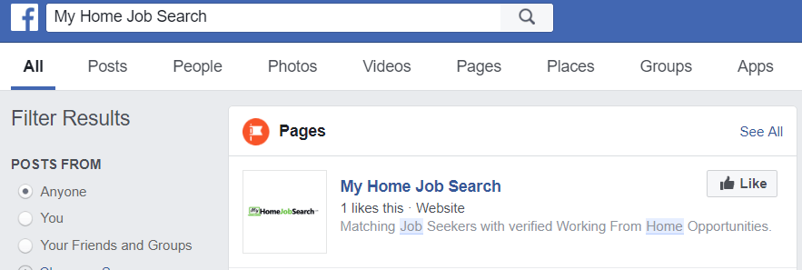 My Home Job Search real FB likes