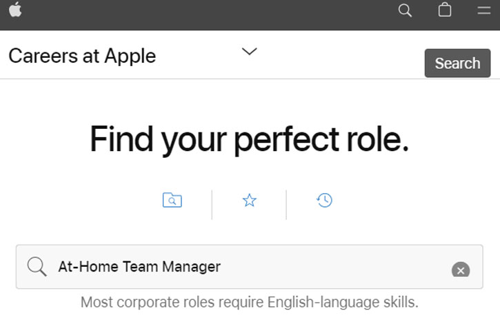 Apple Work-from-Home Jobs for managers